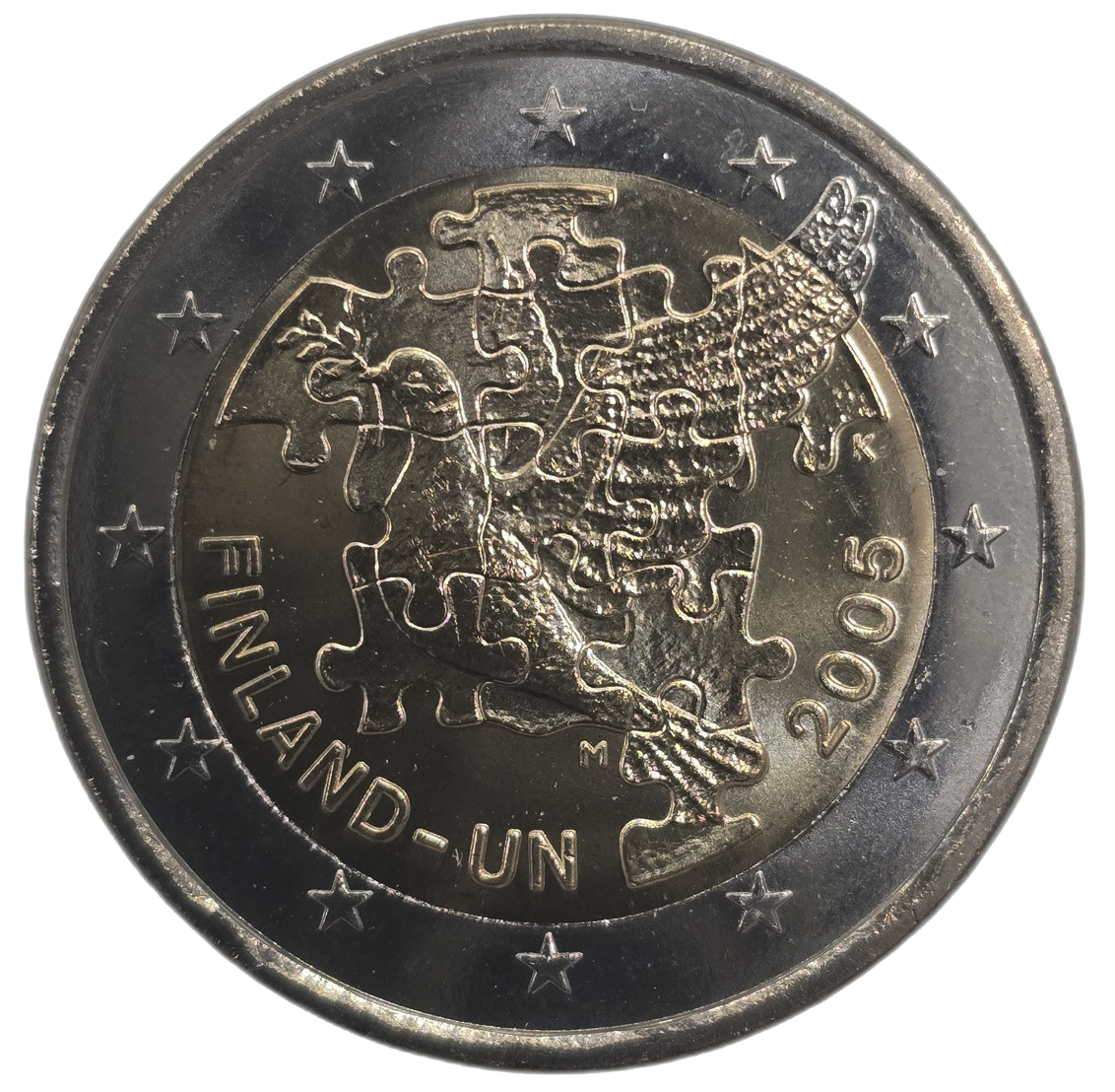 2 euros conmemorativa 60 Aniversario de la fundación de las Naciones Unidas y 50 de la adhesión de Finlandia